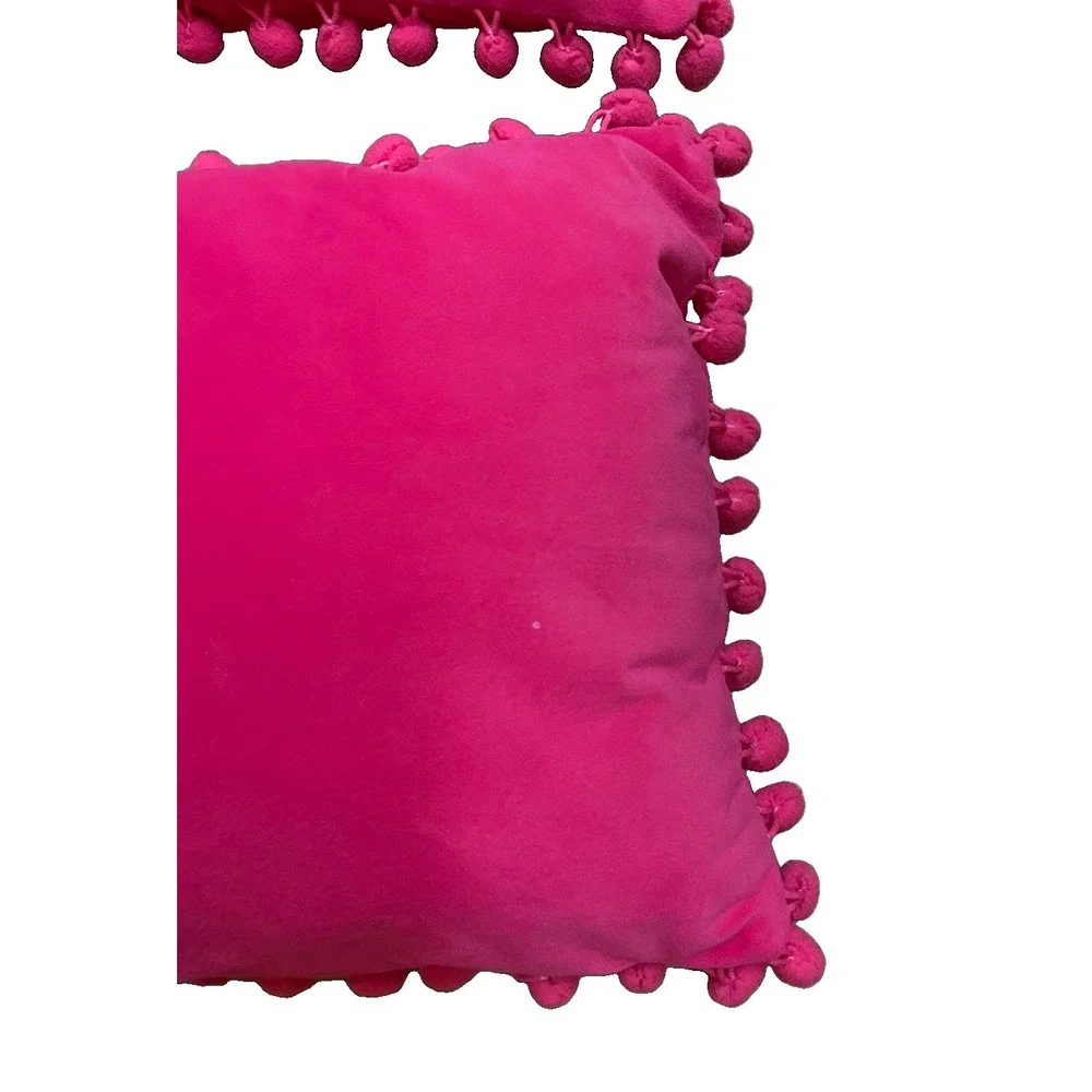 PINK VELVETEEN Pom Pom THROW PILLOWS 10